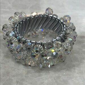Vintage Aurora Borealis Crystal Bead Cha Cha Expansion Bracelet